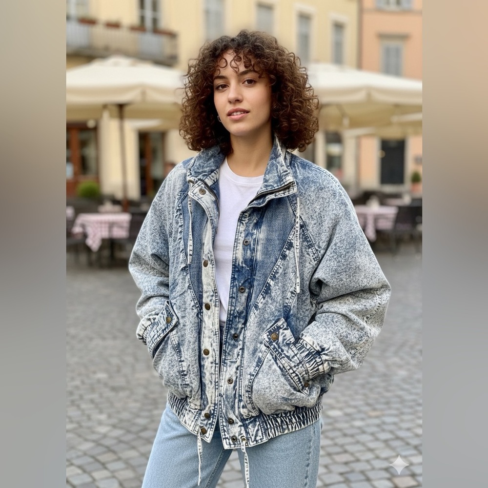 Vintage Sergio Valente Acid Wash Padded Denim Jacket M
